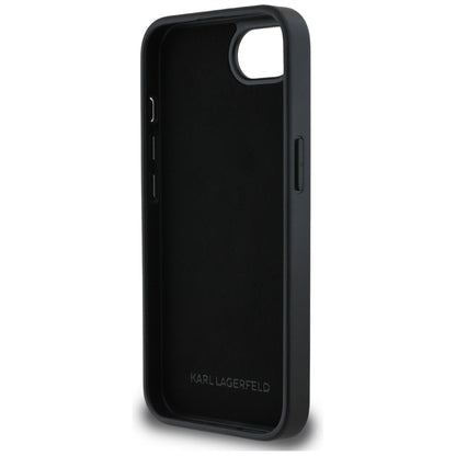 Funda para Apple iPhone 16e, Karl Lagerfeld, Monograma Cabeza de Choupette, Negra