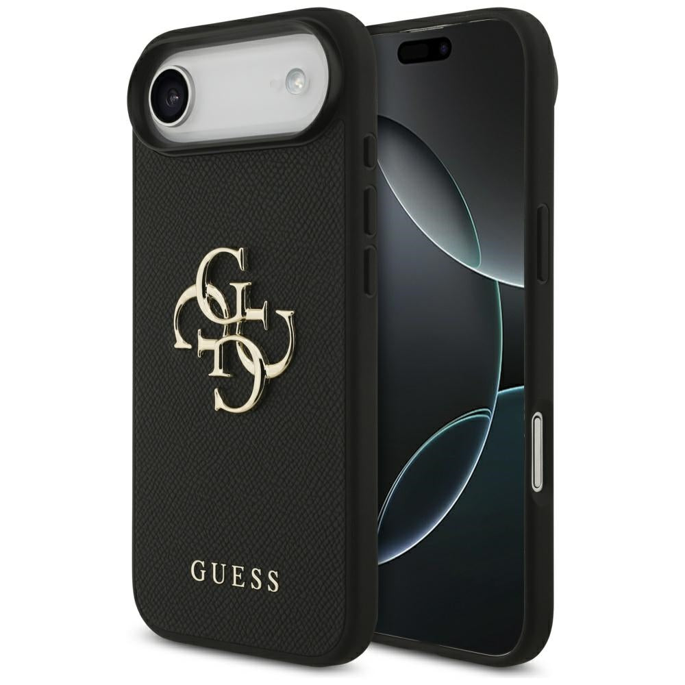 Funda para Apple iPhone 17 Air, Guess, 4G Grained Big and Classic Logo, Negra