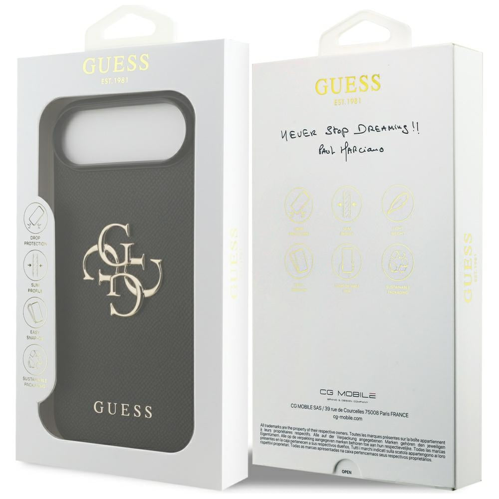 Funda para Apple iPhone 17 Air, Guess, 4G Grained Big and Classic Logo, Negra