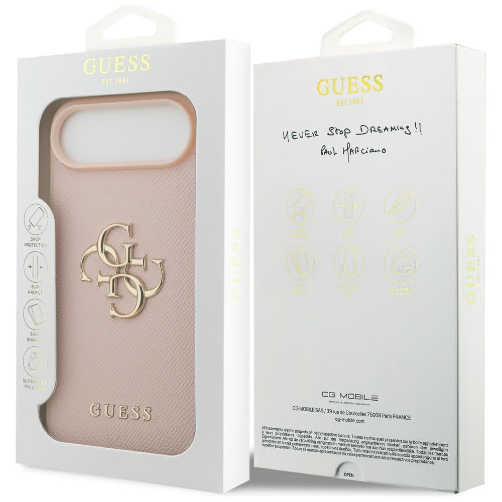 Funda para Apple iPhone 17 Air, Guess, 4G Grained Big and Classic Logo, Rosa.