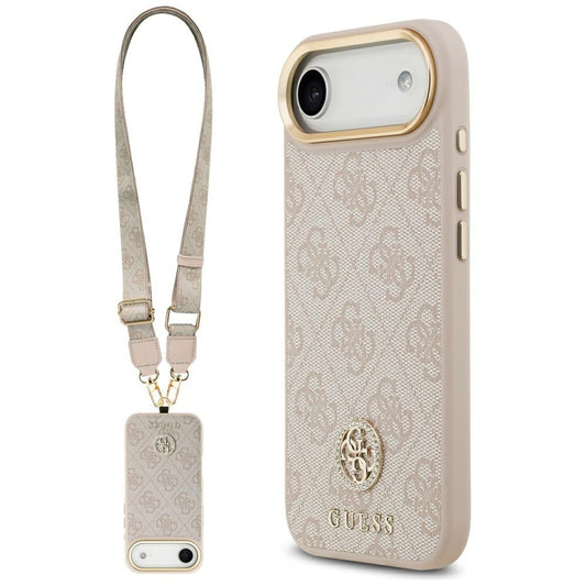 Funda para Apple iPhone 17 Air, Guess, 4G Strass Logo y Big Strap, Rosa