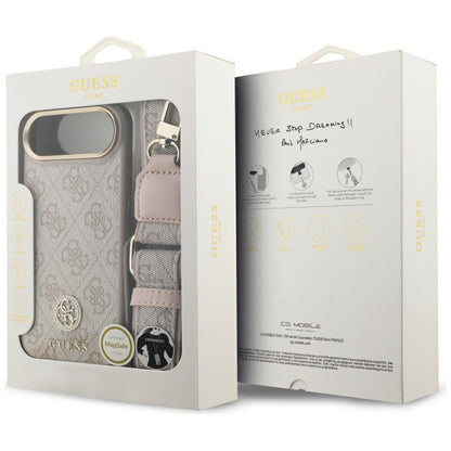 Funda para Apple iPhone 17 Air, Guess, 4G Strass Logo y Big Strap, Rosa