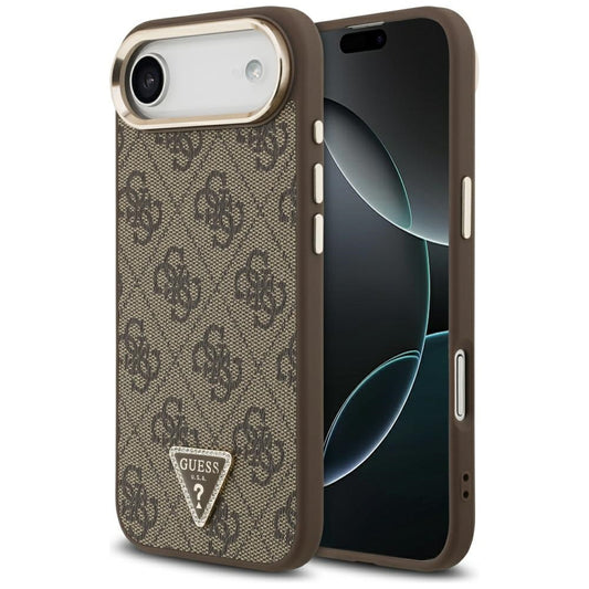 Funda para Apple iPhone 17 Air, Guess, Logo Triángulo 4G, Marrón Dorado.