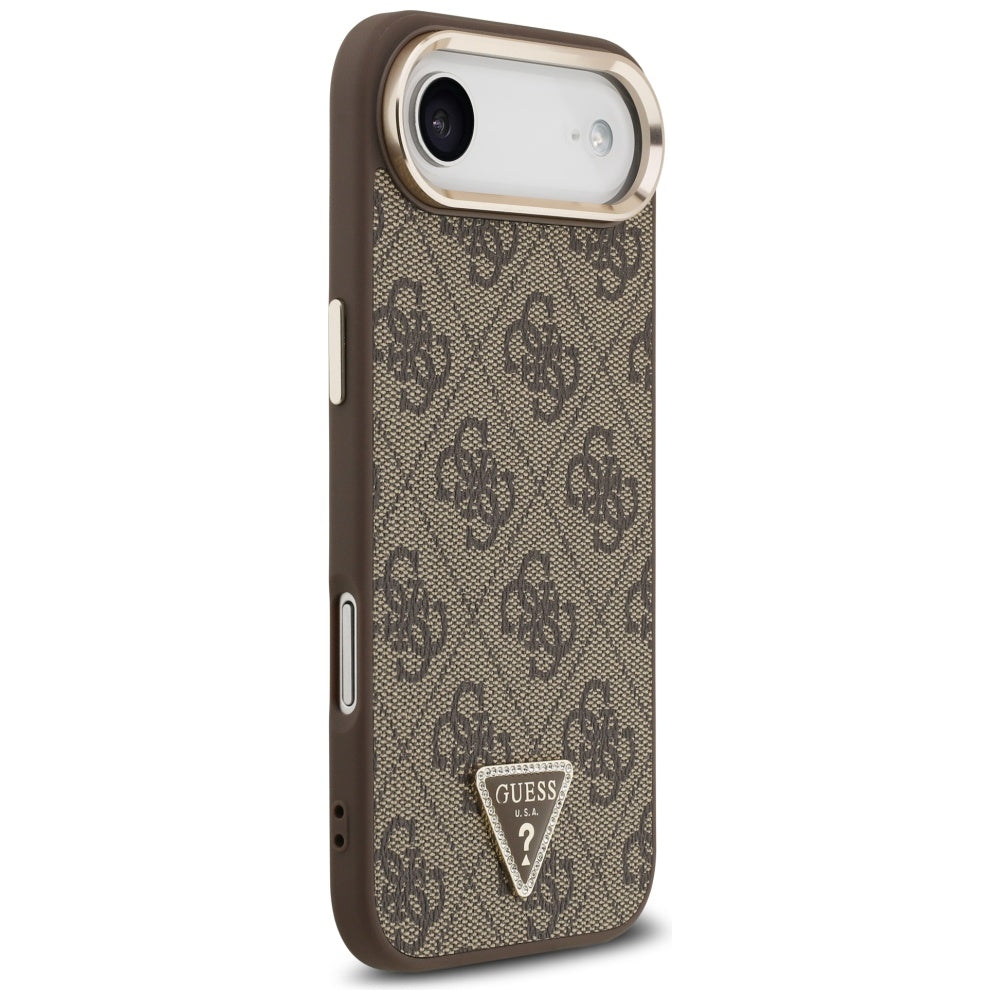 Funda para Apple iPhone 17 Air, Guess, Logo Triángulo 4G, Marrón Dorado.