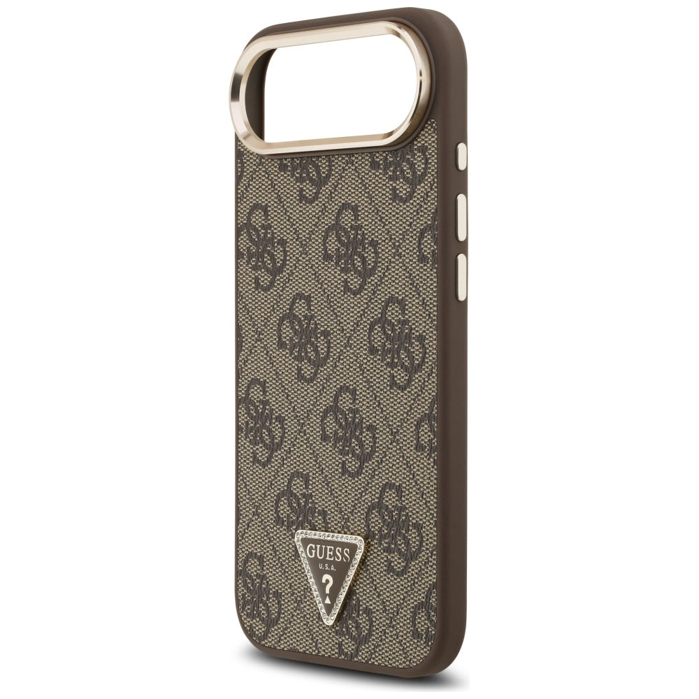 Funda para Apple iPhone 17 Air, Guess, Logo Triángulo 4G, Marrón Dorado.