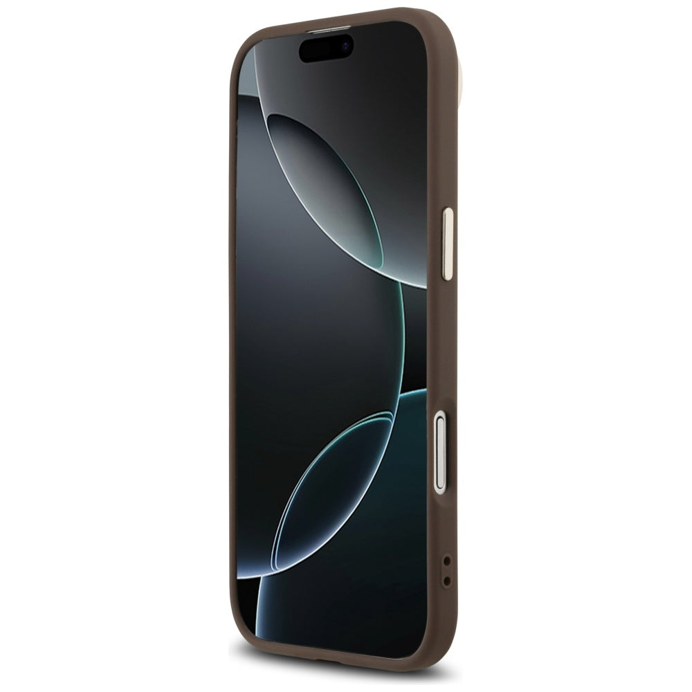 Funda para Apple iPhone 17 Air, Guess, Logo Triángulo 4G, Marrón Dorado.