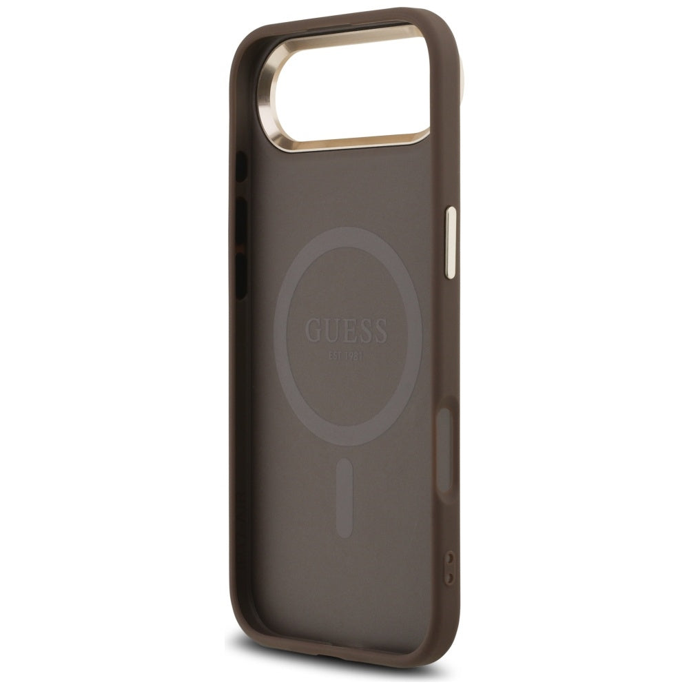 Funda para Apple iPhone 17 Air, Guess, Logo Triángulo 4G, Marrón Dorado.