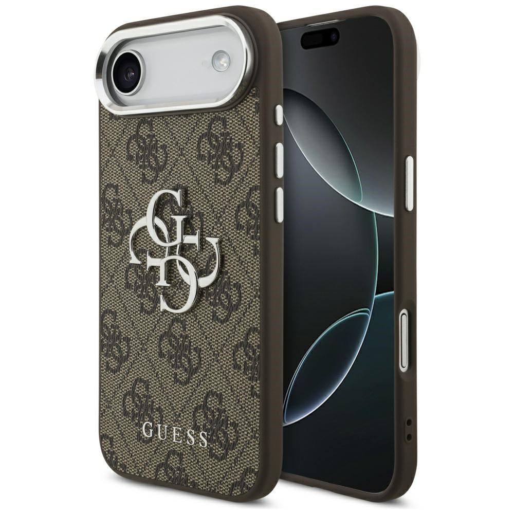 Funda para Apple iPhone 17 Air, Guess, Big 4G Logo Classic, Marrón Plateado.