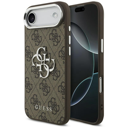 Funda para Apple iPhone 17 Air, Guess, Big 4G Logo Classic, Marrón Plateado.