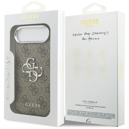 Funda para Apple iPhone 17 Air, Guess, Big 4G Logo Classic, Marrón Plateado.