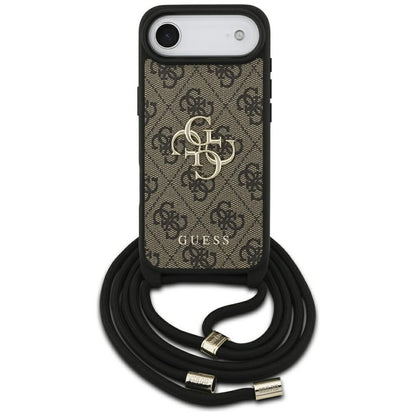 Funda para Apple iPhone 17 Air, Guess, Crossbody Cord 4G Big Log, Marrón