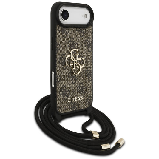 Funda para Apple iPhone 17 Air, Guess, Crossbody Cord 4G Big Log, Marrón