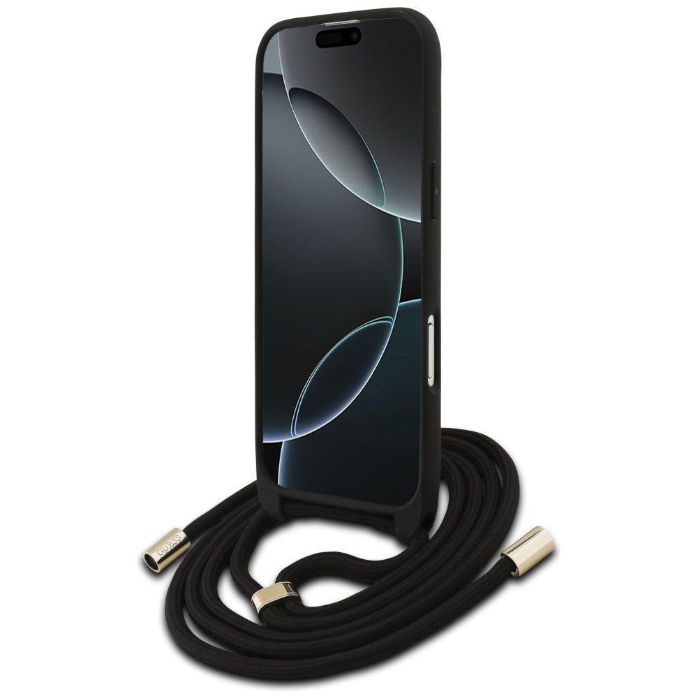 Funda para Apple iPhone 17 Air, Guess, Crossbody Cord 4G Big Log, Marrón