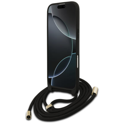 Funda para Apple iPhone 17 Air, Guess, Crossbody Cord 4G Big Log, Negra