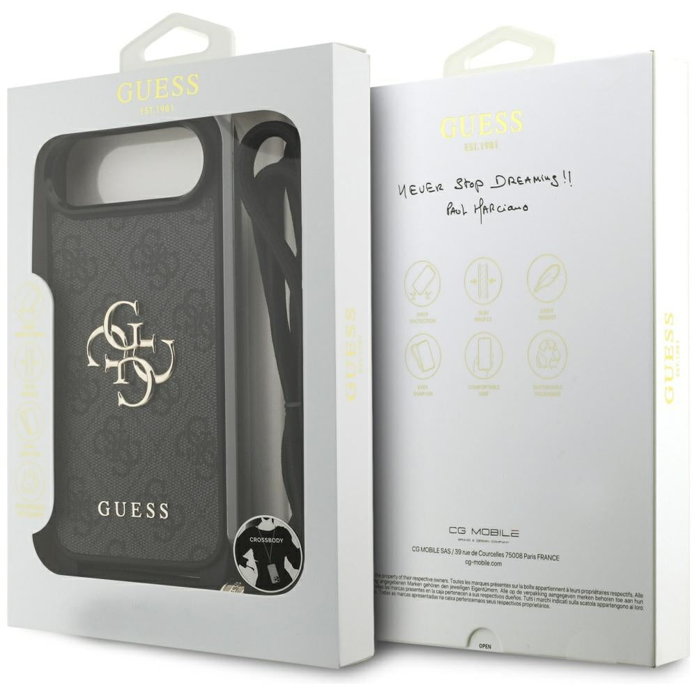 Funda para Apple iPhone 17 Air, Guess, Crossbody Cord 4G Big Log, Negra