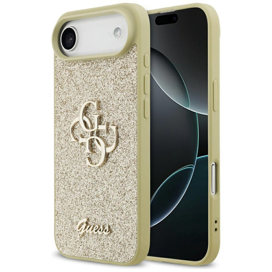 Funda para Apple iPhone 17 Air, Guess, Fixed Glitter Big 4G, Dorada.