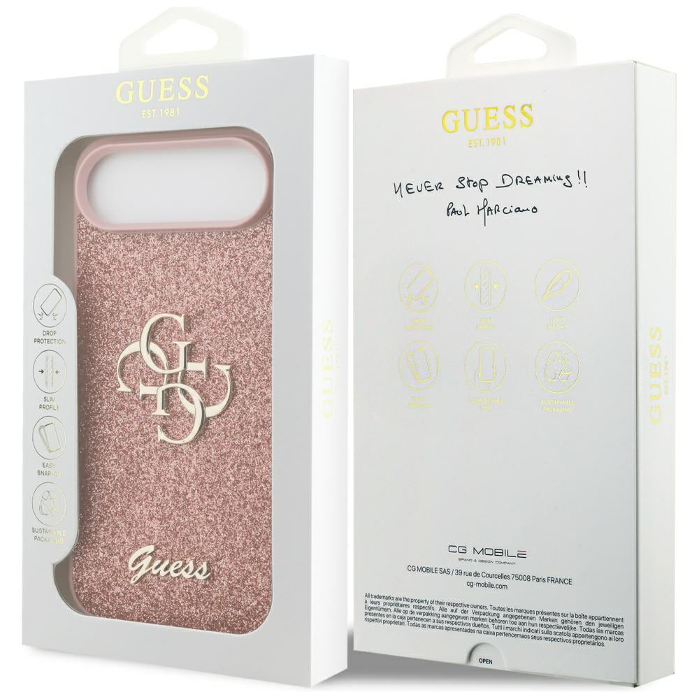 Funda para Apple iPhone 17 Air, Guess, Fixed Glitter Big 4G, Rosa