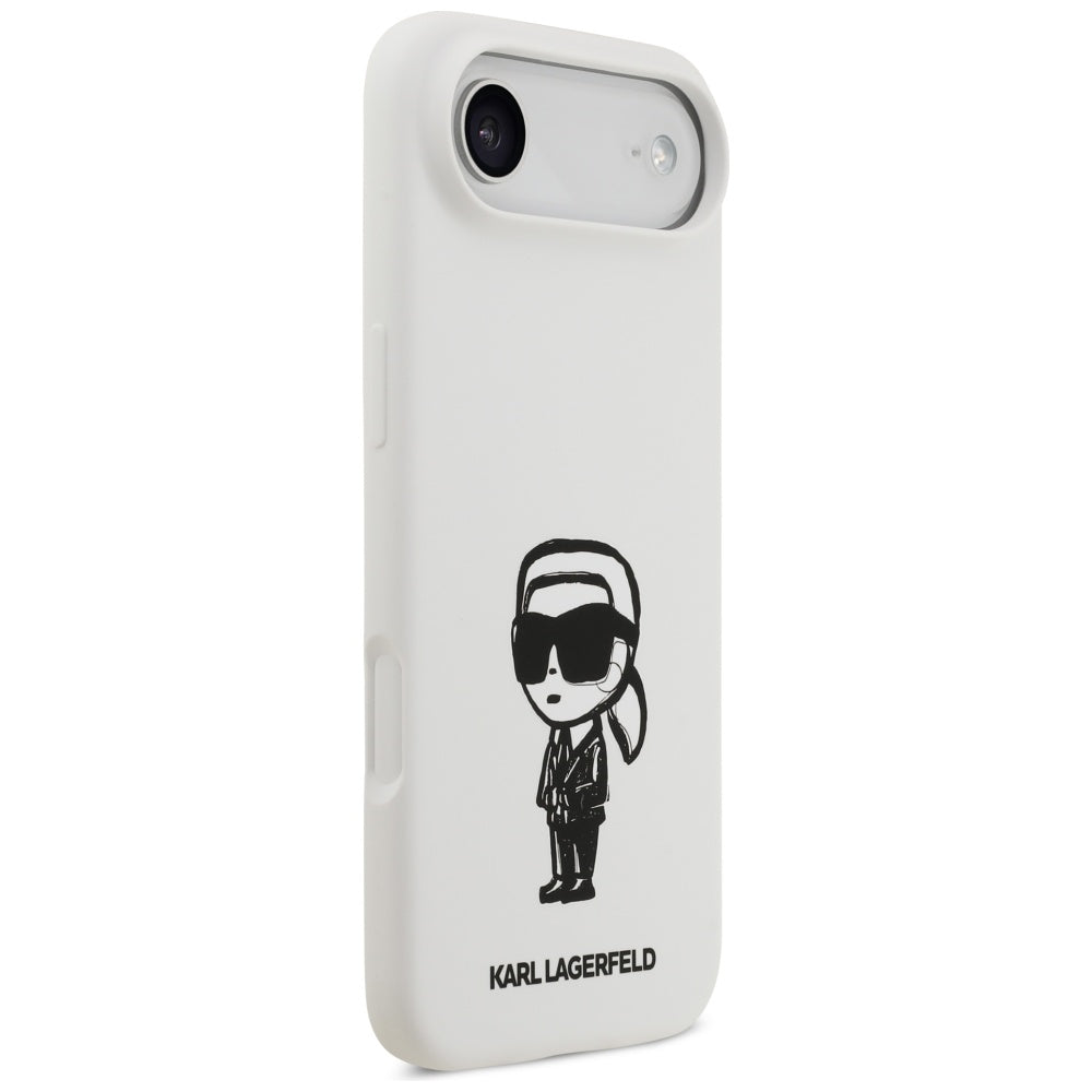 Funda para Apple iPhone 17 Air, Karl Lagerfeld, Sketch and Logo Karl, Blanca