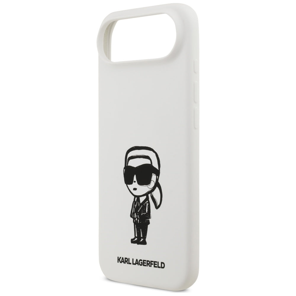 Funda para Apple iPhone 17 Air, Karl Lagerfeld, Sketch and Logo Karl, Blanca