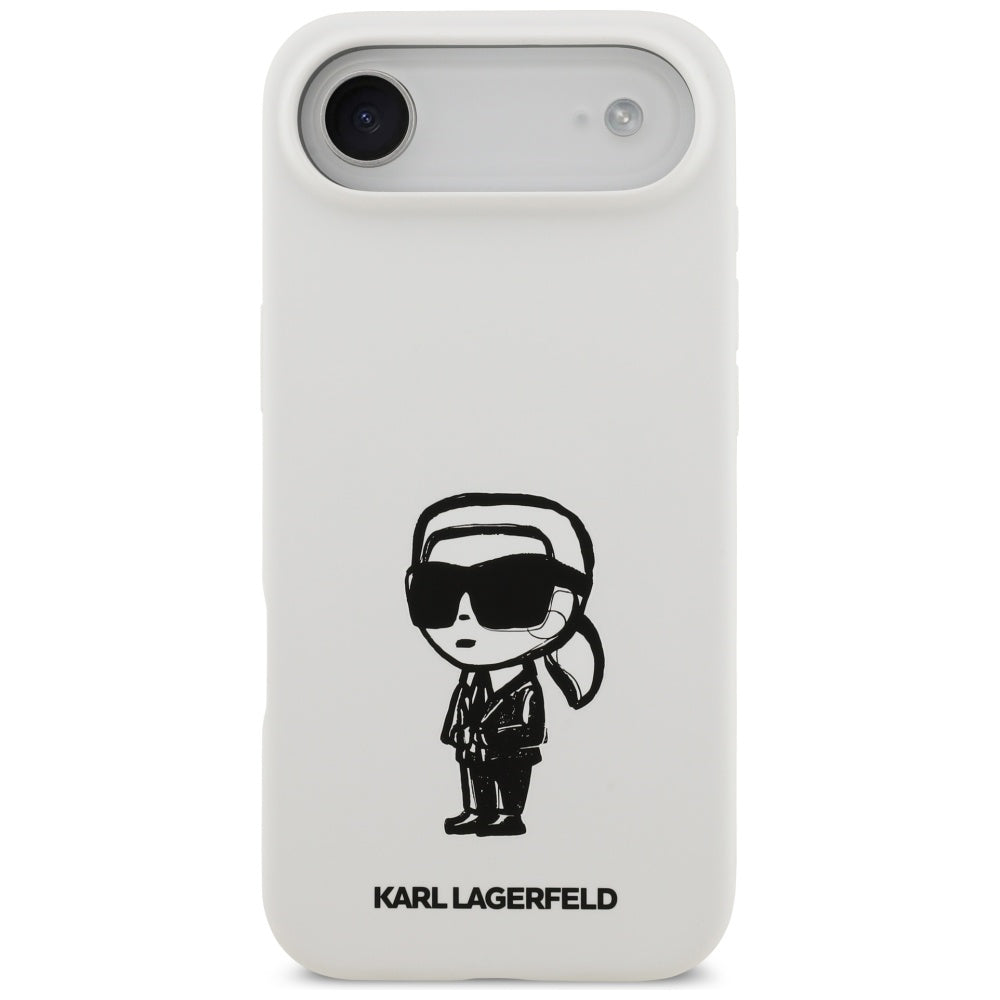 Funda para Apple iPhone 17 Air, Karl Lagerfeld, Sketch and Logo Karl, Blanca