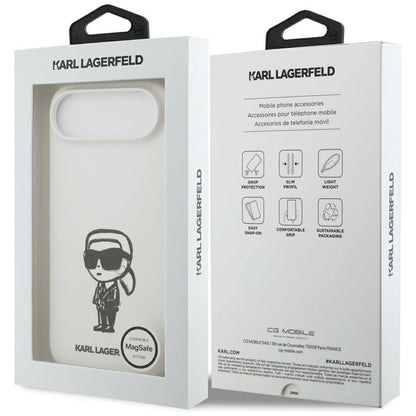 Funda para Apple iPhone 17 Air, Karl Lagerfeld, Sketch and Logo Karl, Blanca