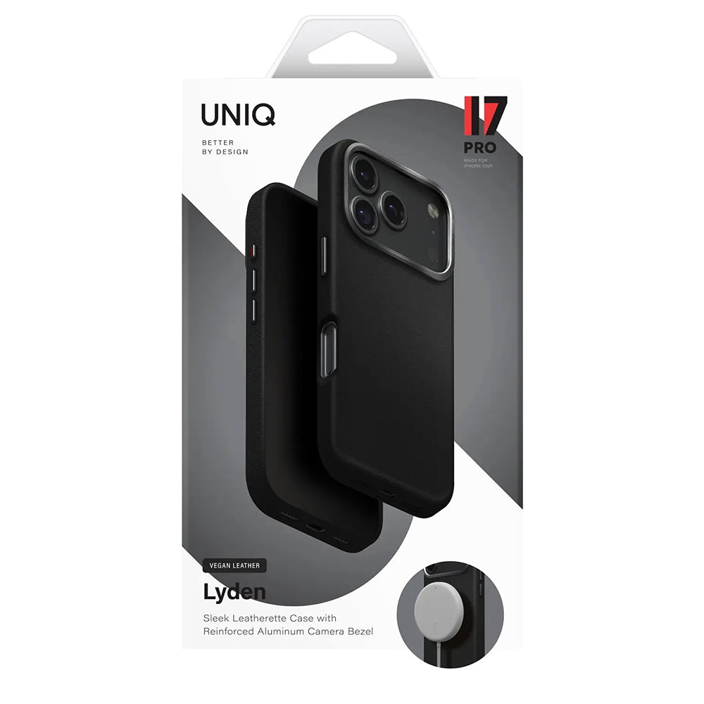Funda para Apple iPhone 17 Air, UNIQ, Lyden Leatherette, Negra