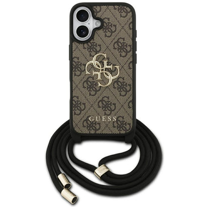 Funda para Apple iPhone 17, Guess, 4G CBDY Big Logo con Correa, Marrón