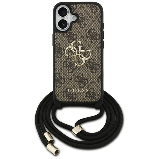 Funda para Apple iPhone 17, Guess, 4G CBDY Big Logo con Correa, Marrón