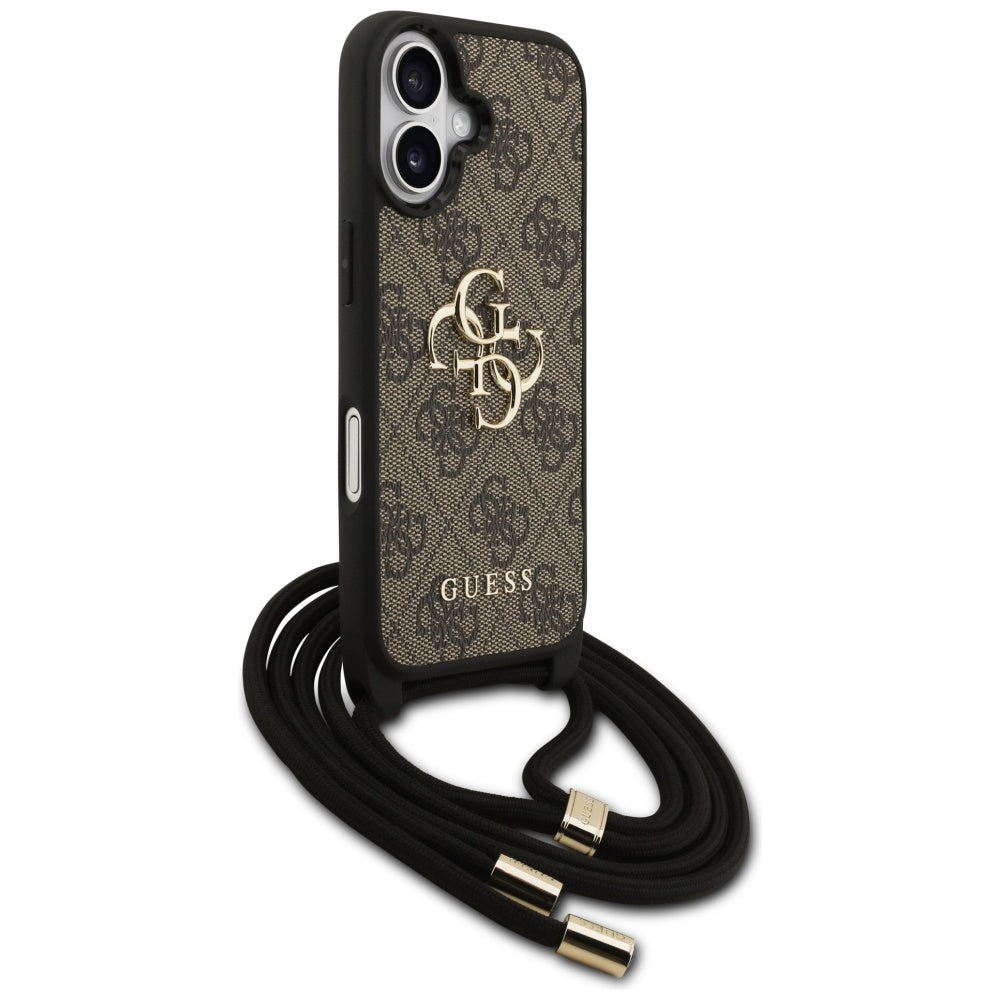 Funda para Apple iPhone 17, Guess, 4G CBDY Big Logo con Correa, Marrón