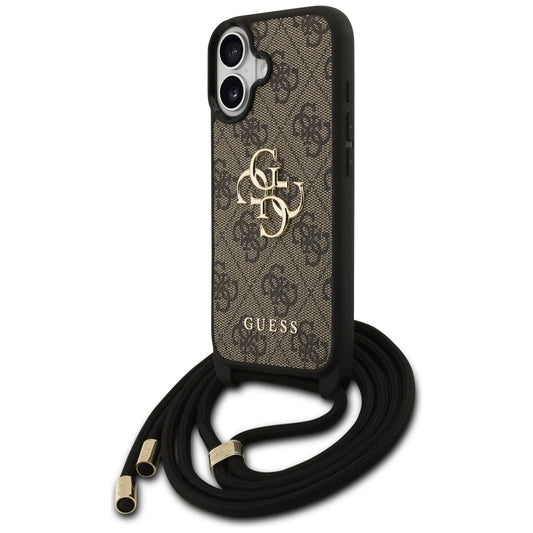 Funda para Apple iPhone 17, Guess, 4G CBDY Big Logo con Correa, Marrón
