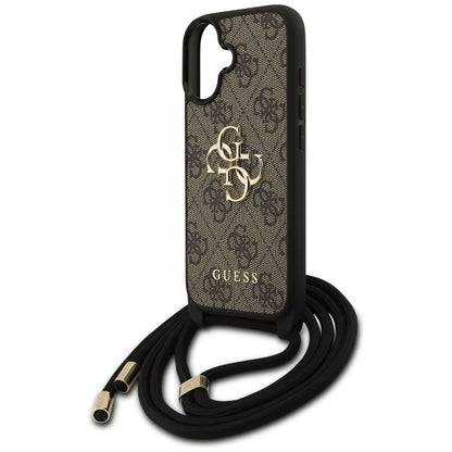 Funda para Apple iPhone 17, Guess, 4G CBDY Big Logo con Correa, Marrón