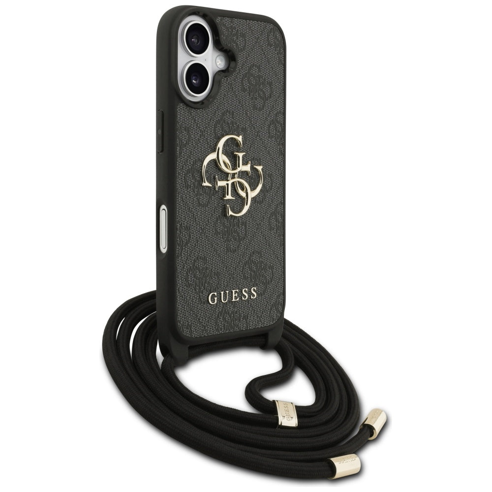 Funda para Apple iPhone 17, Guess, 4G CBDY Big Logo con Correa, Negra