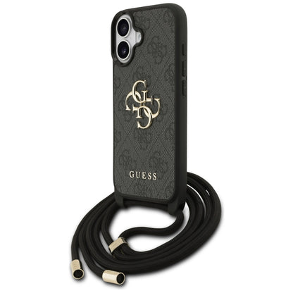 Funda para Apple iPhone 17, Guess, 4G CBDY Big Logo con Correa, Negra