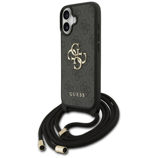 Funda para Apple iPhone 17, Guess, 4G CBDY Big Logo con Correa, Negra