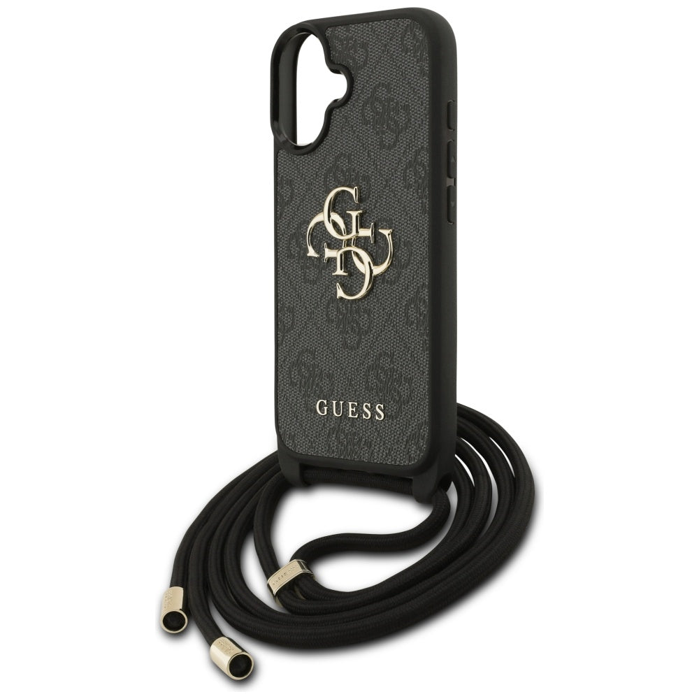 Funda para Apple iPhone 17, Guess, 4G CBDY Big Logo con Correa, Negra