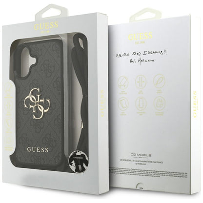 Funda para Apple iPhone 17, Guess, 4G CBDY Big Logo con Correa, Negra