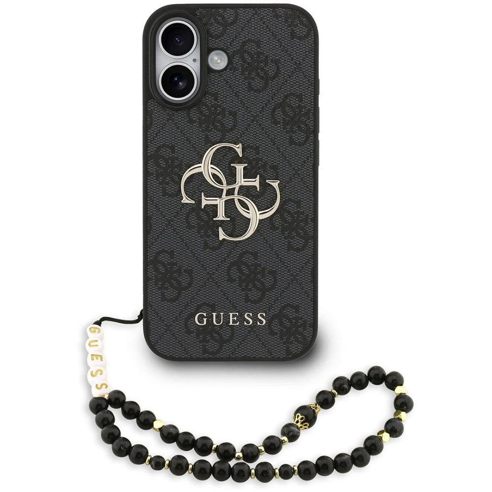 Funda para Apple iPhone 17, Guess, 4G Classic Logo con Correa, Negra
