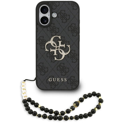 Funda para Apple iPhone 17, Guess, 4G Classic Logo con Correa, Negra