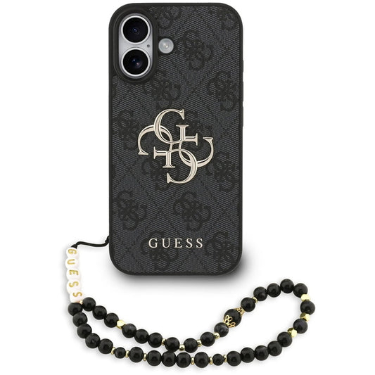 Funda para Apple iPhone 17, Guess, 4G Classic Logo con Correa, Negra