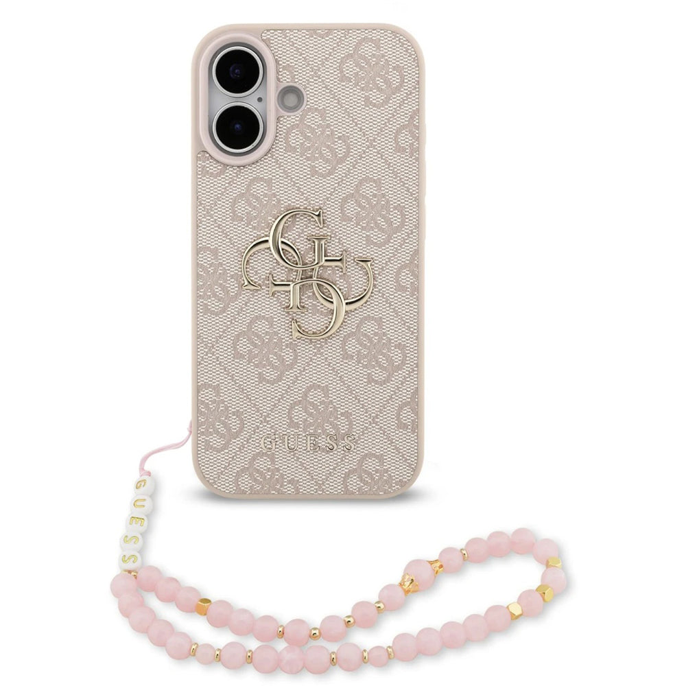 Funda para Apple iPhone 17, Guess, 4G Classic Logo con Correa, Rosa