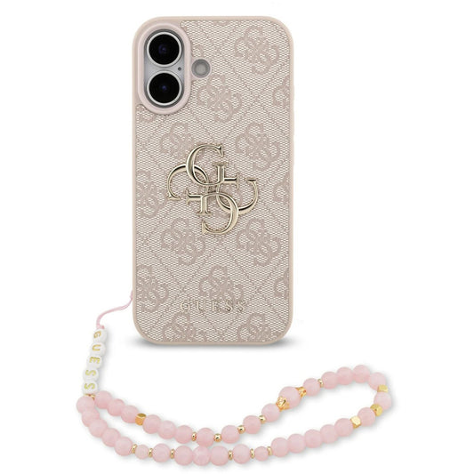 Funda para Apple iPhone 17, Guess, 4G Classic Logo con Correa, Rosa