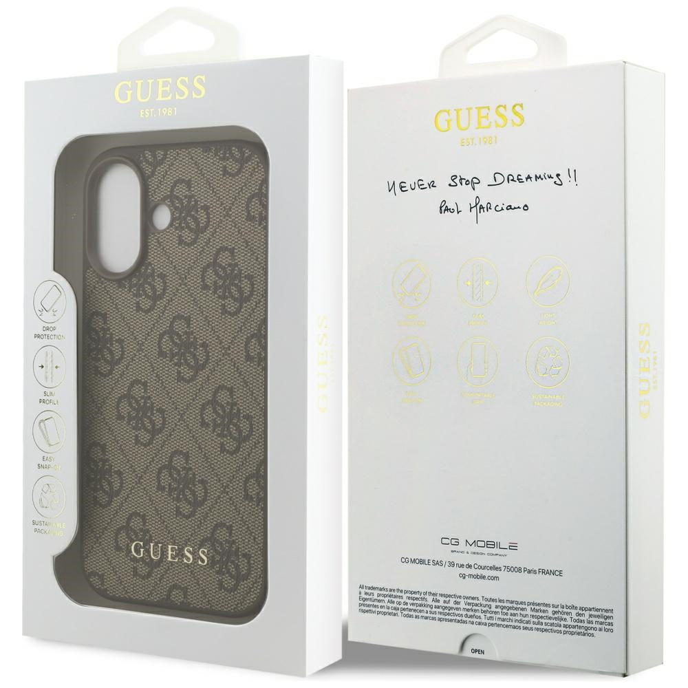 Funda para Apple iPhone 17, Guess, 4G Classic, Marrón