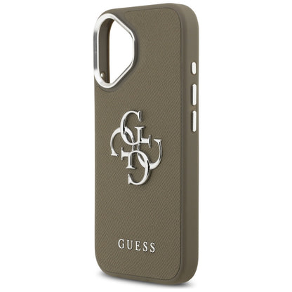 Funda para Apple iPhone 17, Guess, 4G Grained Big And Classic Logo, Marrón Plateado