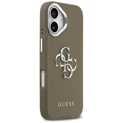 Funda para Apple iPhone 17, Guess, 4G Grained Big And Classic Logo, Marrón Plateado