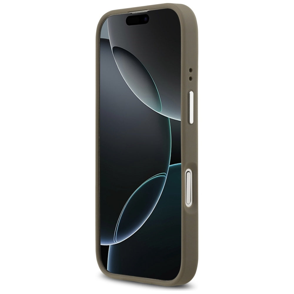 Funda para Apple iPhone 17, Guess, 4G Grained Big And Classic Logo, Marrón Plateado
