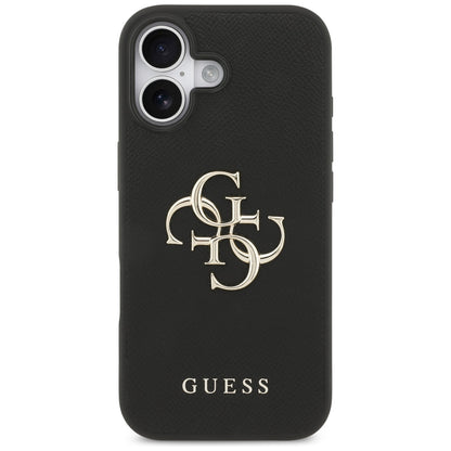 Funda para Apple iPhone 17, Guess, 4G Grained Big and Classic Logo, Negra