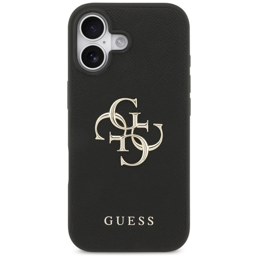 Funda para Apple iPhone 17, Guess, 4G Grained Big and Classic Logo, Negra