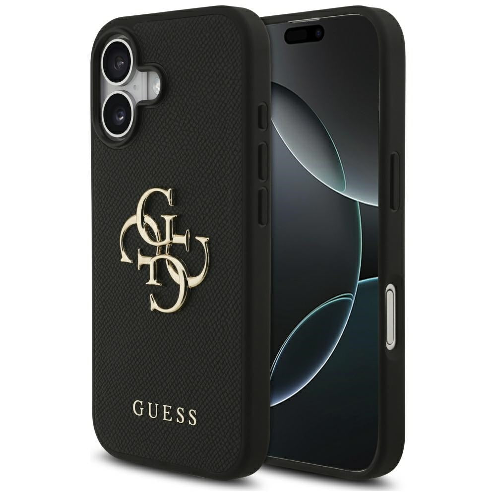 Funda para Apple iPhone 17, Guess, 4G Grained Big and Classic Logo, Negra