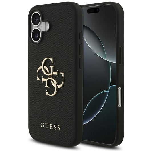 Funda para Apple iPhone 17, Guess, 4G Grained Big and Classic Logo, Negra