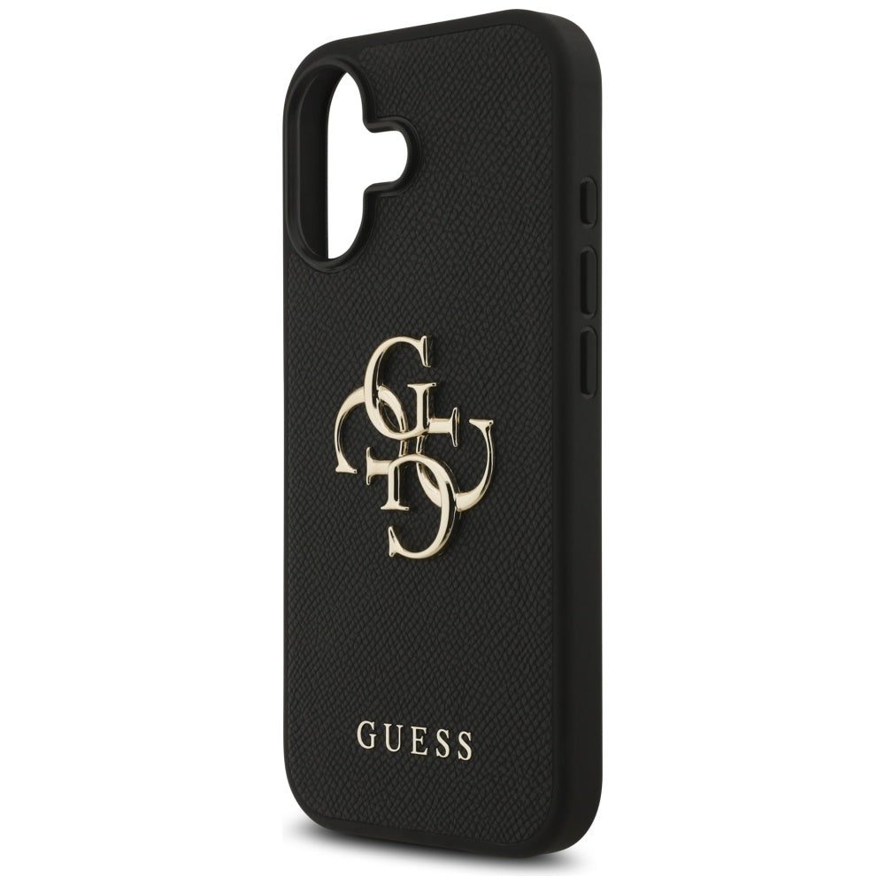 Funda para Apple iPhone 17, Guess, 4G Grained Big and Classic Logo, Negra